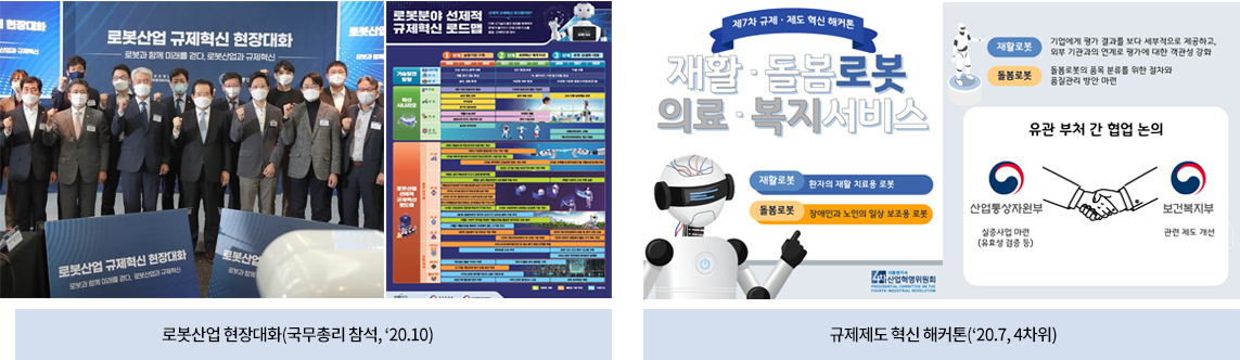 로봇산업 현장대화(국무총리 참석,20년10월),규제제도 혁신 해커톤(20년7월,4차위)